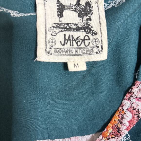 Jaase Handsewn in the Shed Floral Asian Inspired Print Smocked Waist Maxis Sz M - Picture 7 of 16